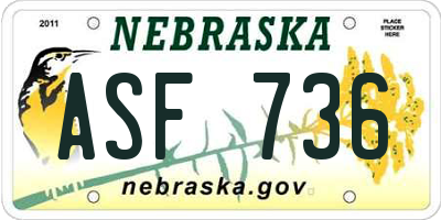 NE license plate ASF736