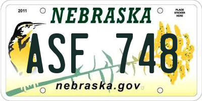 NE license plate ASF748