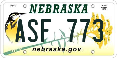 NE license plate ASF773