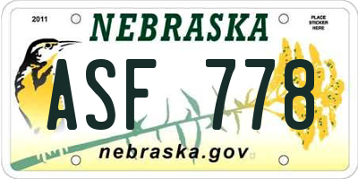 NE license plate ASF778