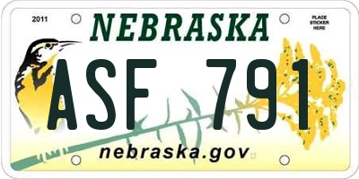 NE license plate ASF791