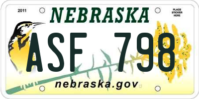NE license plate ASF798