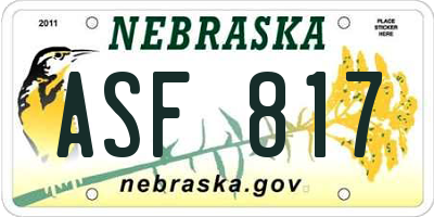NE license plate ASF817