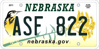 NE license plate ASF822