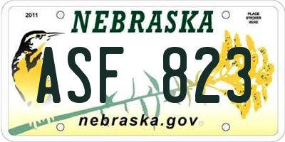 NE license plate ASF823