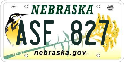NE license plate ASF827