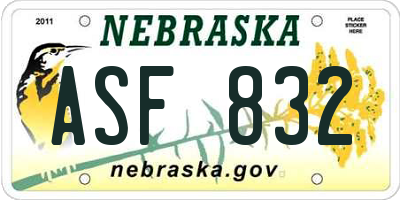 NE license plate ASF832