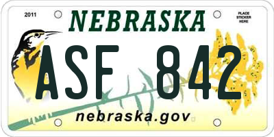 NE license plate ASF842