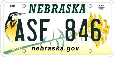 NE license plate ASF846