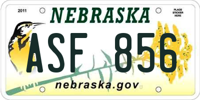 NE license plate ASF856
