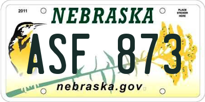 NE license plate ASF873
