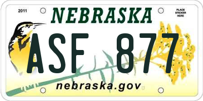 NE license plate ASF877