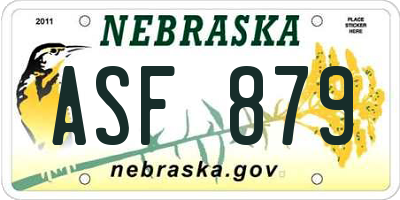 NE license plate ASF879