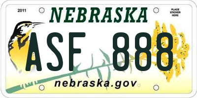 NE license plate ASF888