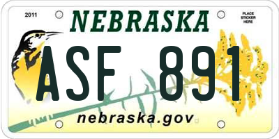 NE license plate ASF891