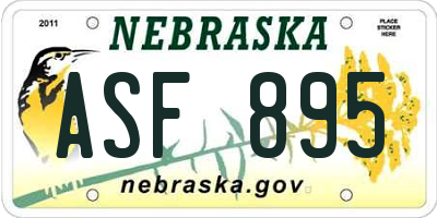 NE license plate ASF895