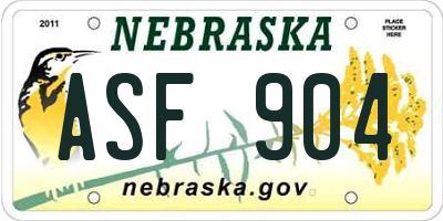 NE license plate ASF904