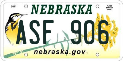 NE license plate ASF906