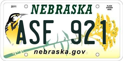 NE license plate ASF921