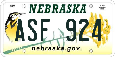 NE license plate ASF924