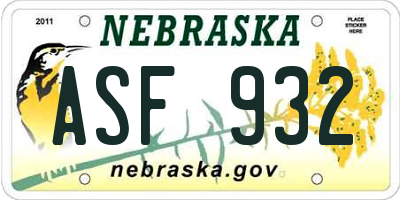 NE license plate ASF932