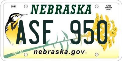NE license plate ASF950