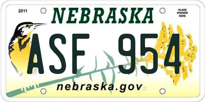 NE license plate ASF954