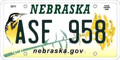 NE license plate ASF958
