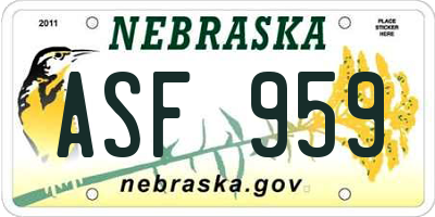NE license plate ASF959