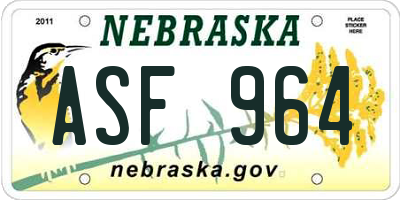 NE license plate ASF964