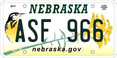 NE license plate ASF966