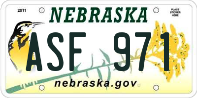 NE license plate ASF971