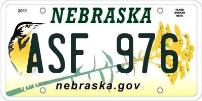 NE license plate ASF976