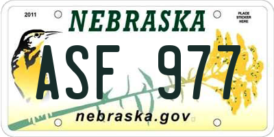 NE license plate ASF977
