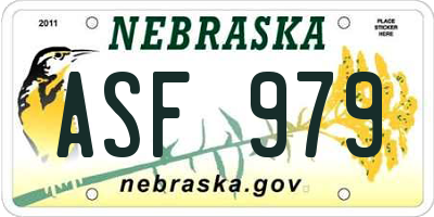 NE license plate ASF979