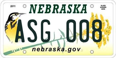 NE license plate ASG008