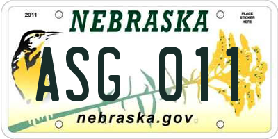 NE license plate ASG011