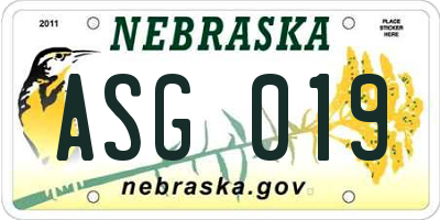 NE license plate ASG019
