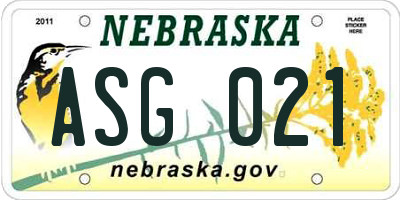 NE license plate ASG021