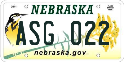 NE license plate ASG022