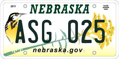 NE license plate ASG025
