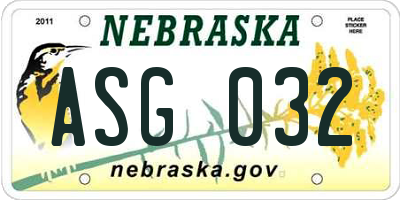 NE license plate ASG032