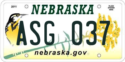 NE license plate ASG037
