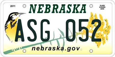 NE license plate ASG052