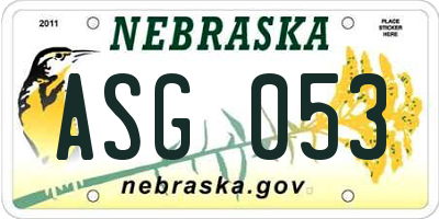 NE license plate ASG053
