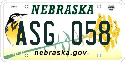 NE license plate ASG058