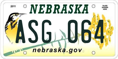 NE license plate ASG064