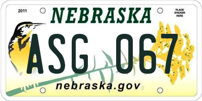 NE license plate ASG067