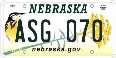 NE license plate ASG070