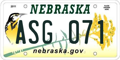NE license plate ASG071